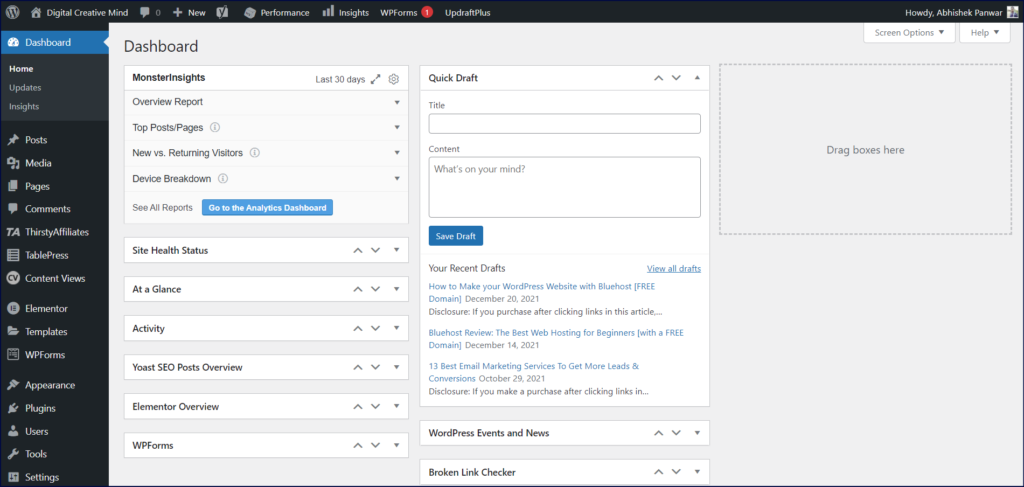 WordPress Dashboard