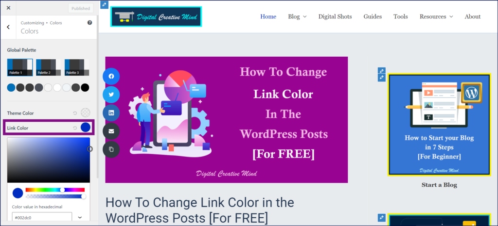 Change Link Color in WP 3