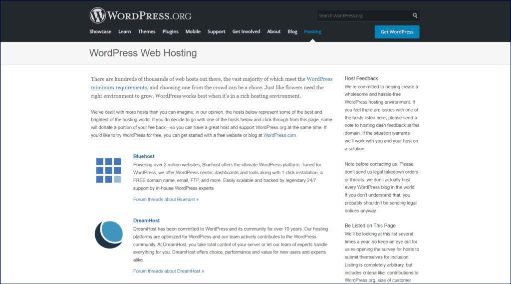 WordPress Recommended Hosting