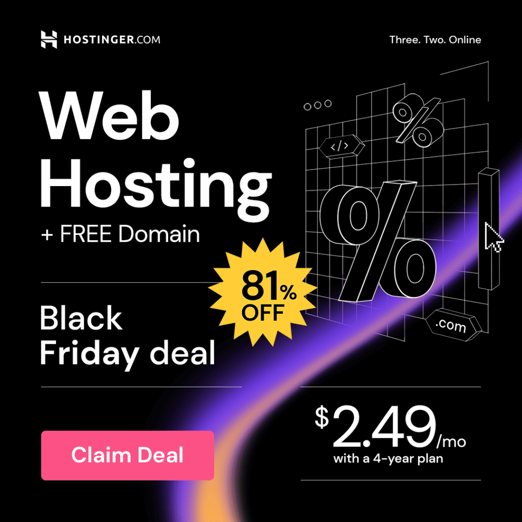 Hostinger Black Friday and Cyber Monday Sale