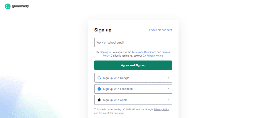 Free Sign-up