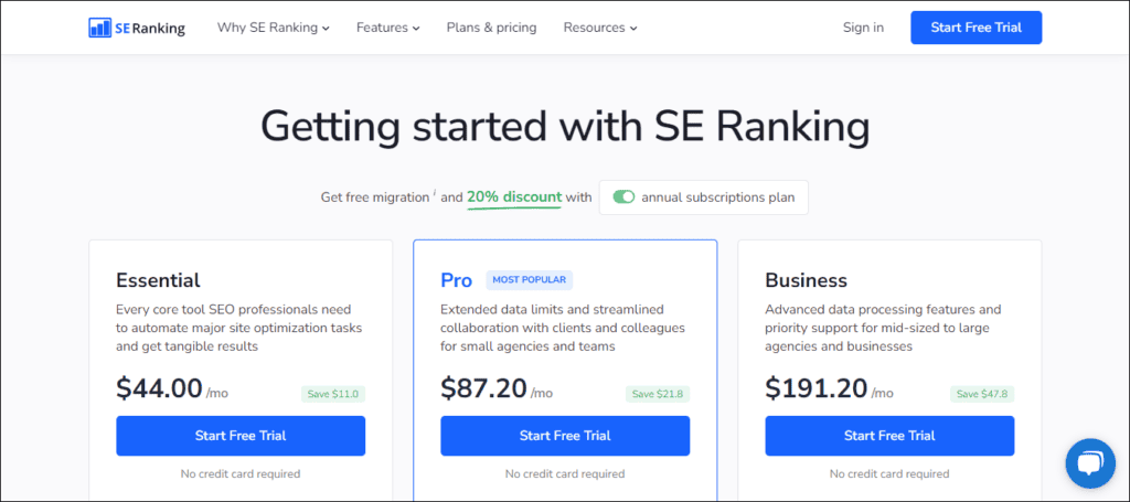 SE Ranking - Plans & Pricing