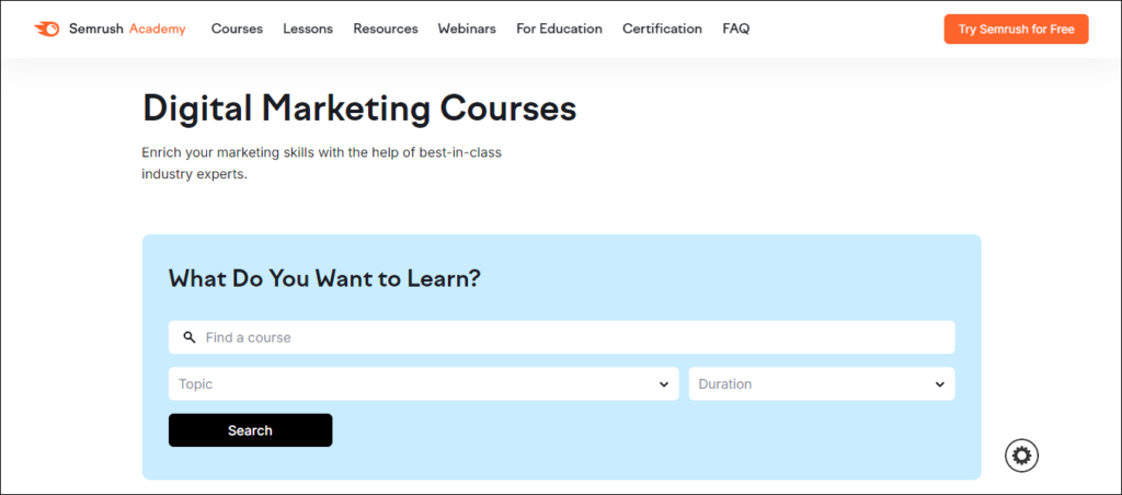 Semrush Academy - Free Digital Marketing Courses