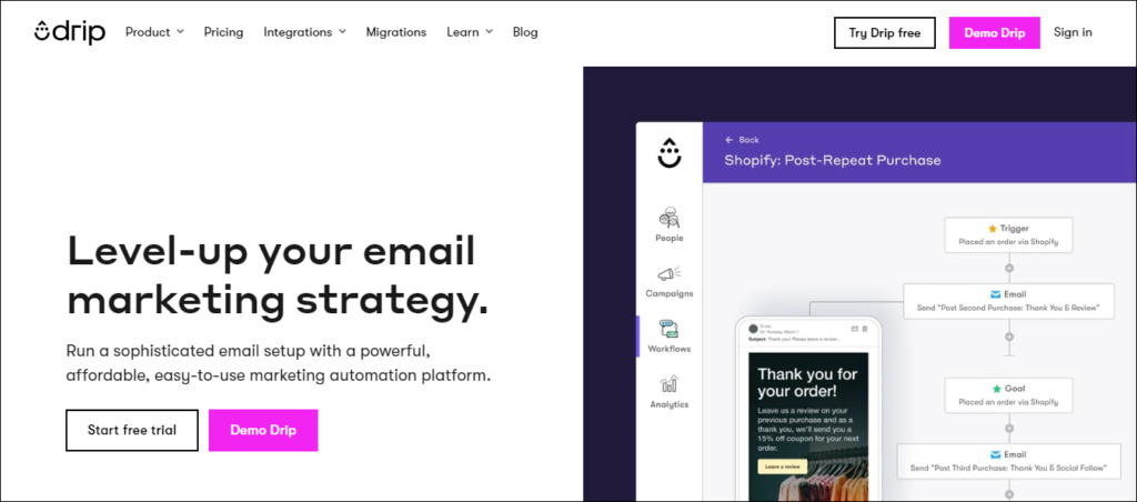 Drip - Email Marketing - best eCommerce tools