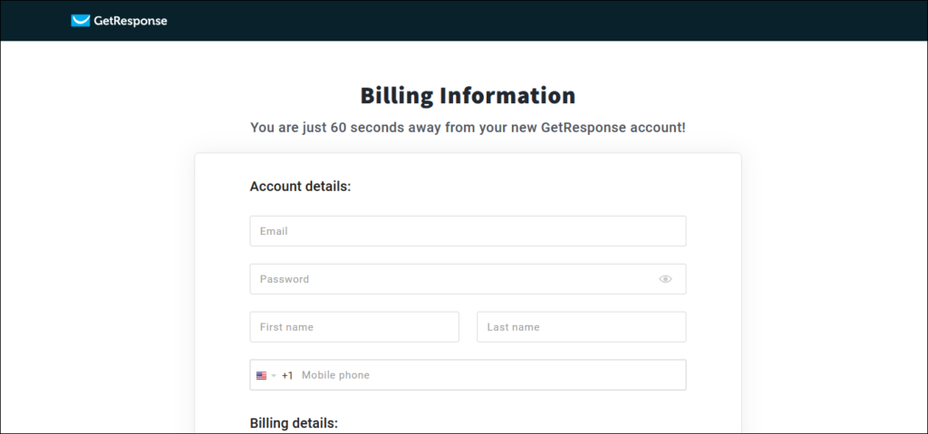 GetResponse - Billing Information