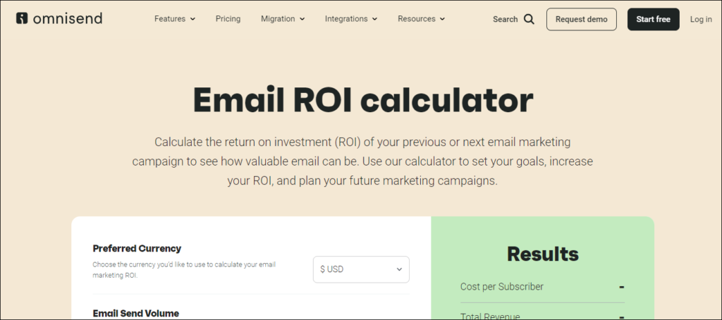 Omnisend - Email ROI Calculator