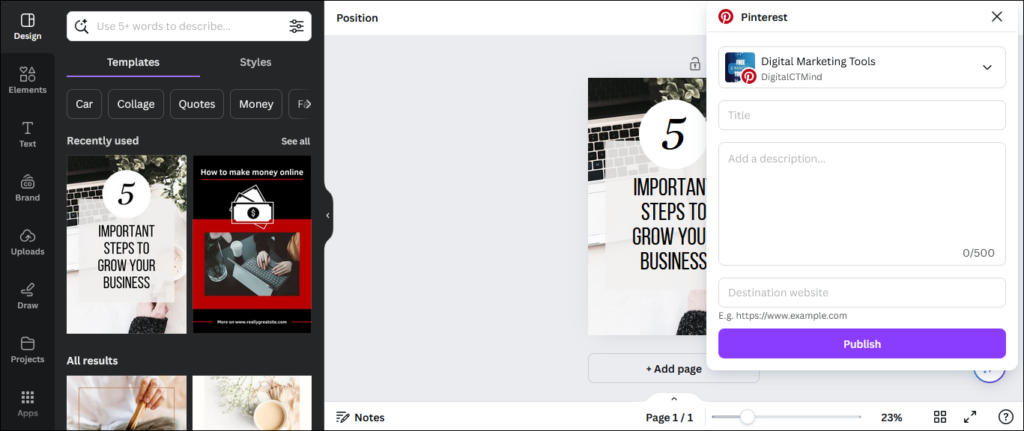 Publish your Pin on Pinterest