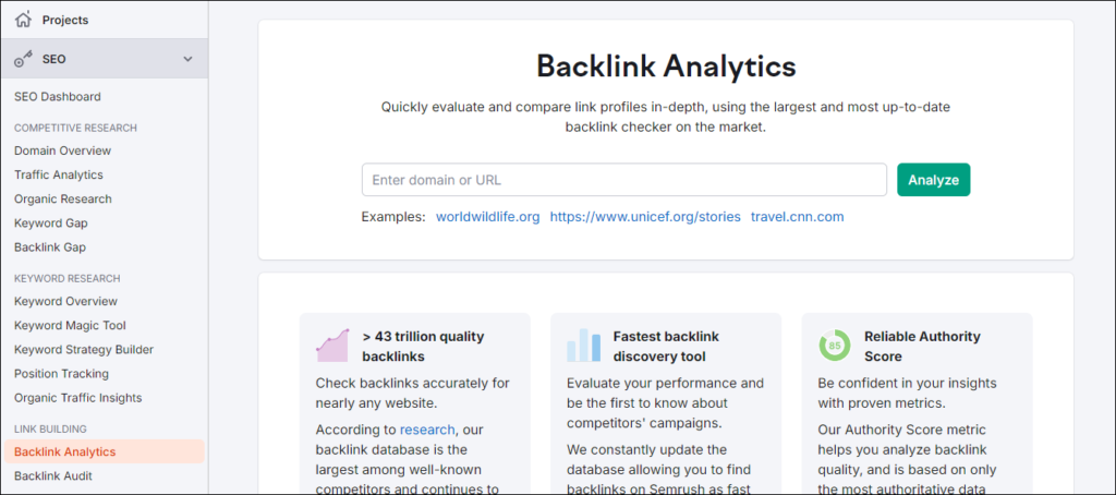 Semrush - Backlink Analysis