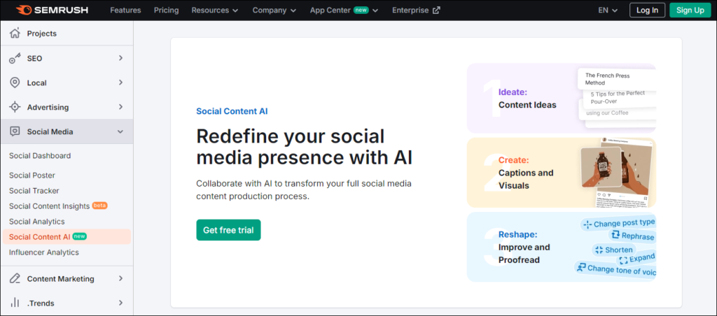 Semrush Social Content AI