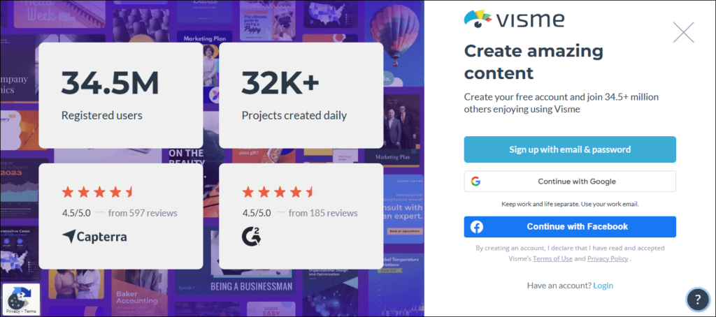 Create your Visme Account