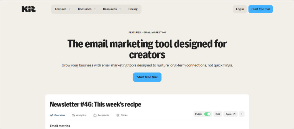 Kit- Email Marketing Features