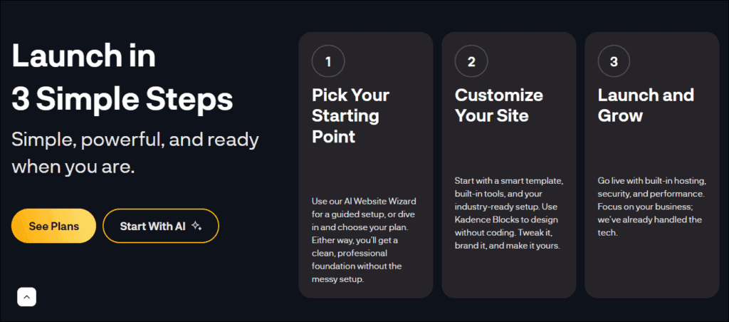 StellerSites - Launch in 3 Steps