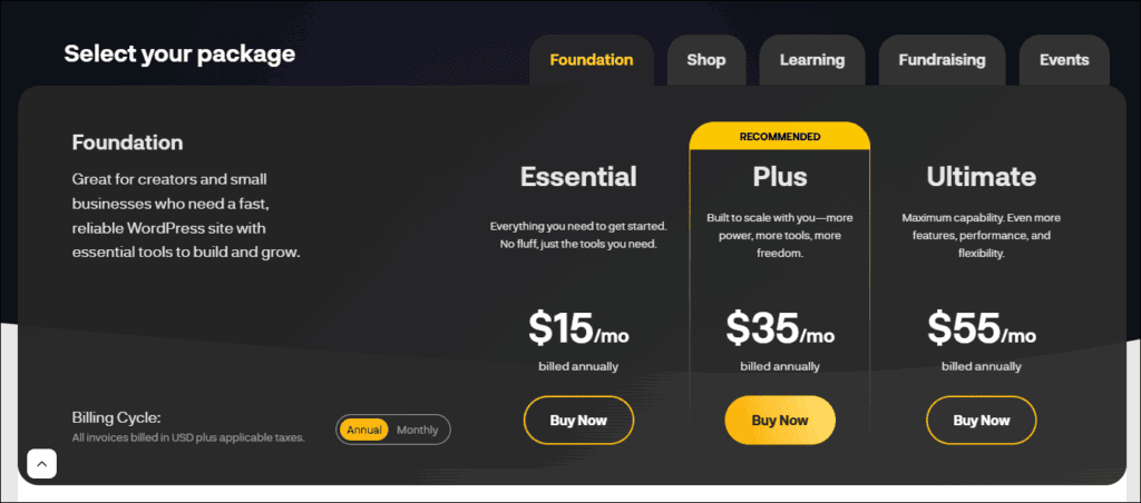 StellerSites Pricing