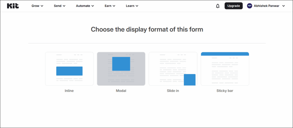 Kit - Choose the Display Format of the Form